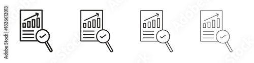 Analytics report icons. Editable stroke. Pixel perfect thin line icons.