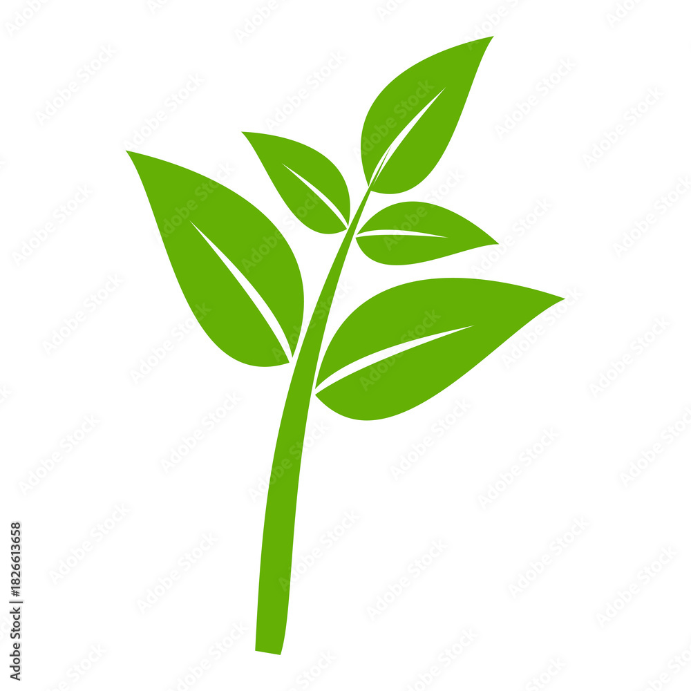 Fototapeta premium Leaf vector symbol, leaf illustration or leaf emoji in flat style. Spring leaf design, ecological nature theme. 