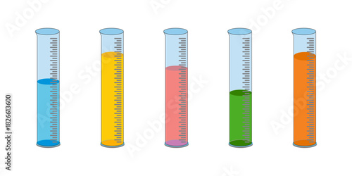 
Illustration of a laboratory measuring cylinder, designed in a flat style. Simple design of a laboratory measuring cylinder. Science icon.