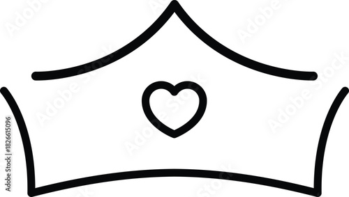 heart jeweled crown line art icon
