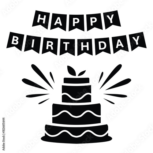 Happy Birthday Cake Celebration Party Silhouette
