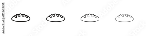Bread loaf icons. Editable stroke. Pixel perfect thin line icons.