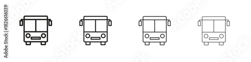 Bus icons. Editable stroke. Pixel perfect thin line icons.