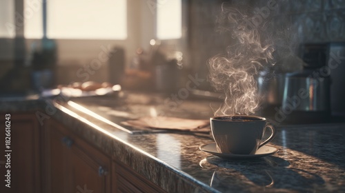 Morning coffee kitchen scene