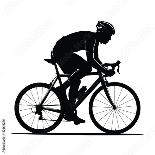 Silhouette of a cyclist riding a road bicycle