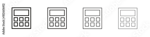 Calculator icons. Editable stroke. Pixel perfect thin line icons.