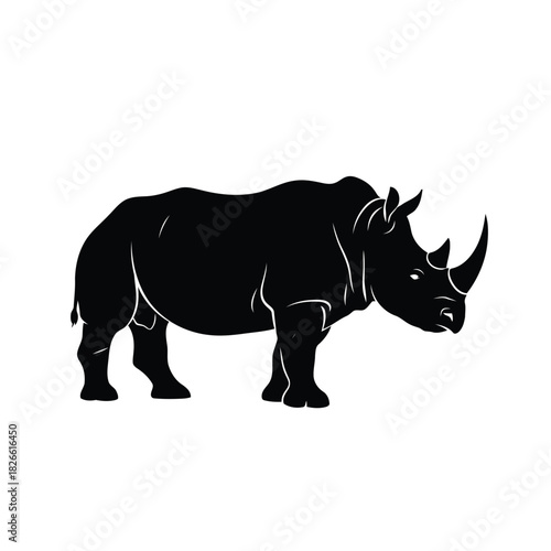 Black silhouette of a rhinoceros