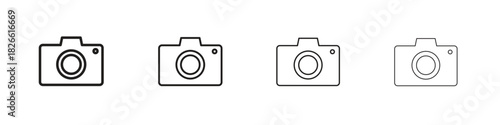 Camera icons. Editable stroke. Pixel perfect thin line icons.