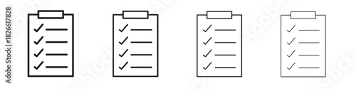 Checklist icons. Editable stroke. Pixel perfect thin line icons.