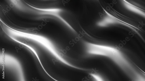 Abstract wavy black and white pattern with smooth textures.