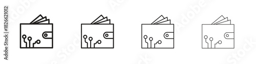 Cryptocurrency wallet icons. Editable stroke. Pixel perfect thin line icons.