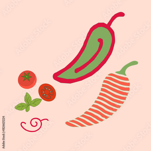 hot chili pepper. Red chili pepper hand drawn illustration. Vibrant red chili pepper illustration. Hand drawn red chili pepper. Red chili pepper doodle.