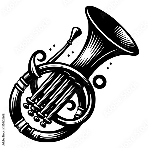 hunting horn, designed for musical applications vector image illustration