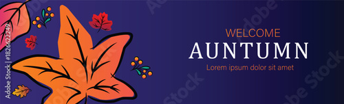 Happy Auntumn season day with templates banner design. Vector ilustration.