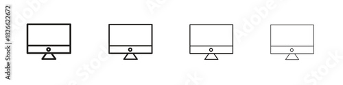 Desktop icons. Editable stroke. Pixel perfect thin line icons.