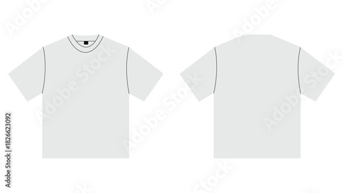 Simple white t-shirt front and back vector mockup 