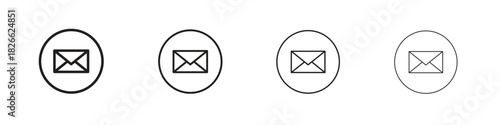 Email icons. Editable stroke. Pixel perfect thin line icons.