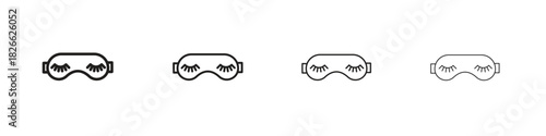 Eye mask icons. Editable stroke. Pixel perfect thin line icons.