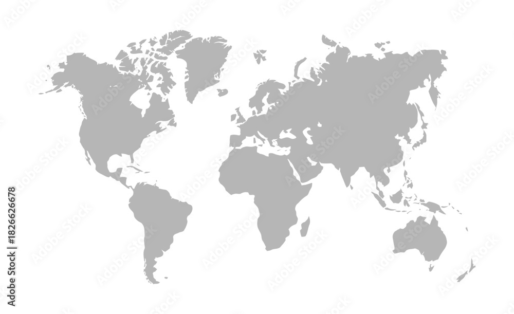 Fototapeta premium Africa world map on white background showing clean template continents including North America, South America, Europe, Asia, Africa, and Australia