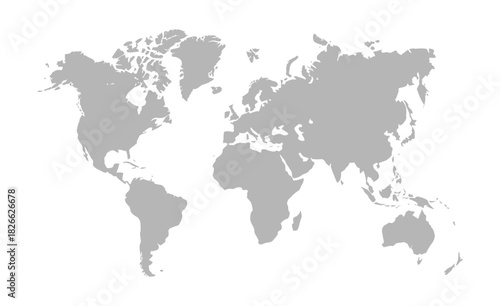 Africa world map on white background showing clean template continents including North America, South America, Europe, Asia, Africa, and Australia
