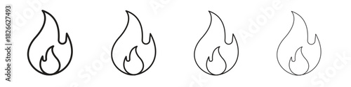 Fire icons. Editable stroke. Pixel perfect thin line icons.