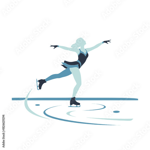 Elegant Ice Skating Flat Vector Art
