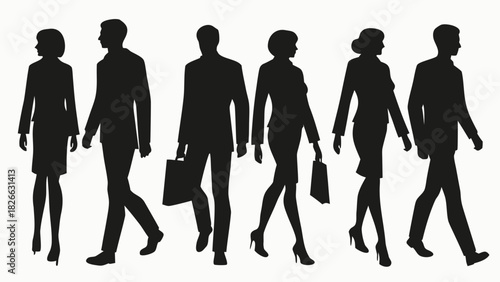 Dynamic team of business professionals walking with purpose, representing ambition, success, and corporate leadership in a modern setting for your business needs