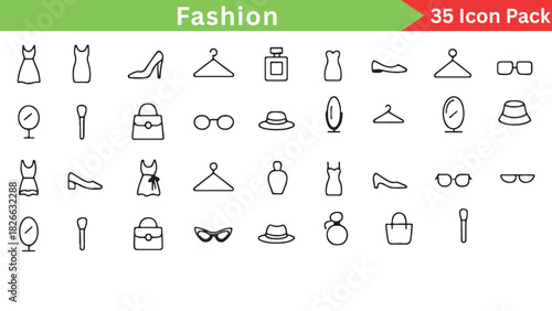 Fashion Icon Set – Clothing, Accessories, Style, Apparel Vector Pack