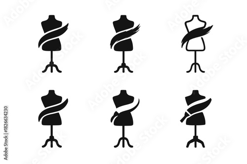 Artistic Fashion Logos. Clothing collaborations between artists and designers. Icon set. Set Logo of clothing collaborations between artists and designers: