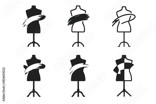 Artistic Fashion Logos. Clothing collaborations between artists and designers. Icon set. Set Logo of clothing collaborations between artists and designers: