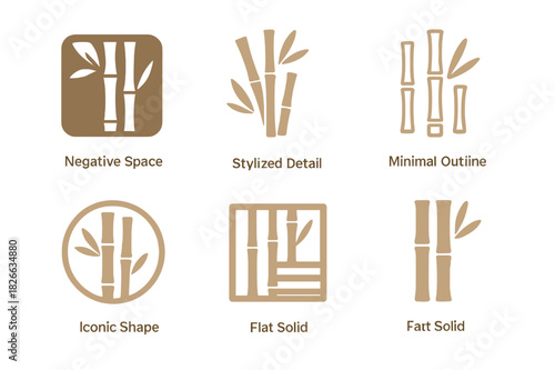 Bamboo Flooring Icon Set. Light Wood Floor. Icon set. Set Logo of Light Wood Floor: Bamboo Flooring. harmonious logo variations of the same emblematic concept,
