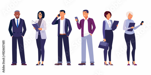 Diverse group of business people standing together in professional attire