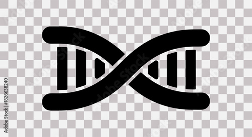 Black dna helix icon on a transparent background