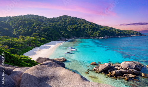 Fotografie Tropical landscape Similan islands Andaman sea place of Thailand, sunset