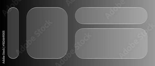 Abstract glass shapes with rounded corners on a gradient background
