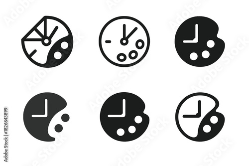 Creative Time-Blocking Icons. Time-blocking for creatives. Icon set. Set Logo of time-blocking: balanced creativity and schedule. harmonious logo variations of