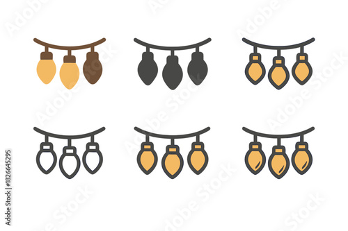 Cultural Holiday Decor Icons. Decorating for a cultural holiday. Icon set. Set Logo of cultural holiday decor: string lights. harmonious logo variations of the