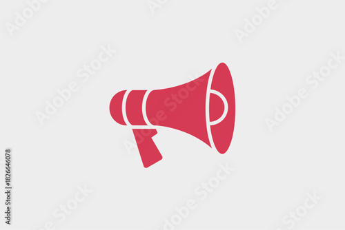 Red megaphone icon flat vector illustration isolated on white background for social media and marketing campaigns
