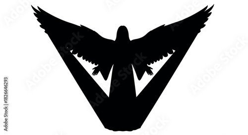 Elegant angel silhouette with graceful wings