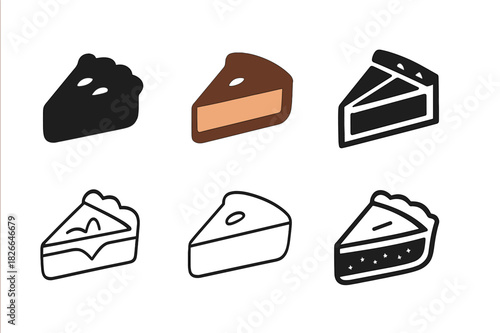 Dessert Logo Variations. Dessert. Icon set. Set Logo of dessert: pie slice. harmonious logo variations of the same emblematic concept, each with different