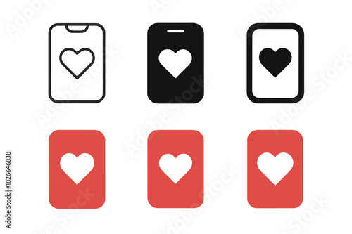 Digital Dating Icons. Dating in the Digital Age. Icon set. Set Logo of Dating in the Digital Age: Dating App Icon. harmonious logo variations of the same
