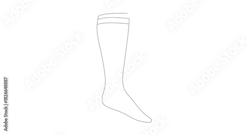 Minimalist line art of a tapered stocking in a modern style