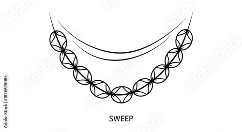 Elegant looped garland silhouette with a subtle sweep