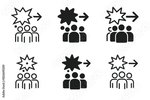 Emergency Evacuation Icons. Emergency evacuation of large groups in high-risk environments. Icon set. Set Logo of emergency evacuation of large groups in
