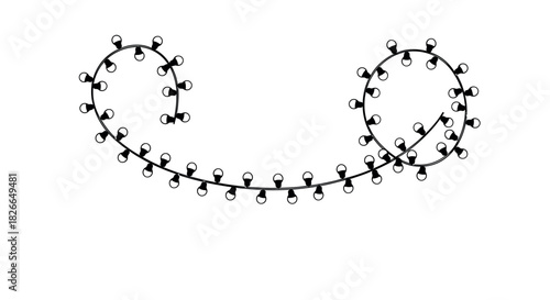 Seamless pattern of glowing string lights with evenly spaced bulbs on a white background