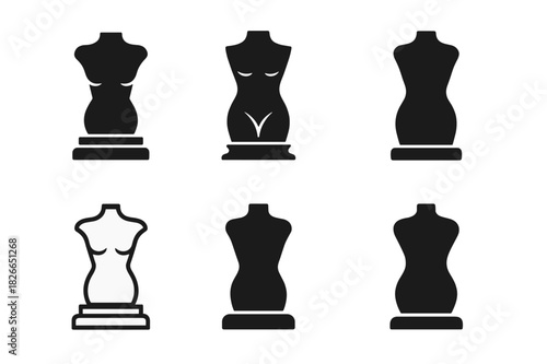 Figure Modeling Icons. Figure modeling. Icon set. Set Logo of figure modeling: sculpture base figure. harmonious logo variations of the same emblematic