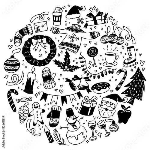 Hand Drawn Christmas Doodle Seamless Pattern Illustration