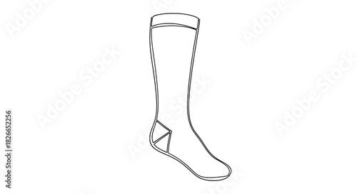Clean outline of a long stocking with simple edges