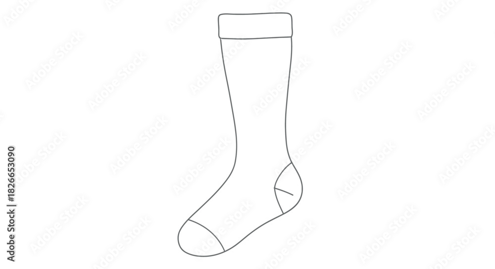 Obraz premium Clean line art illustration of a minimalist stocking with smooth cuff