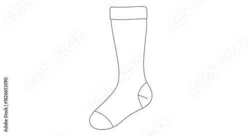 Clean line art illustration of a minimalist stocking with smooth cuff